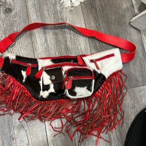 Red cowhide bumbag